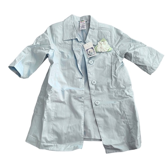 VINTAGE "Easter Basket" Baby blue trench coat/overcoat with matching hat.12-18M